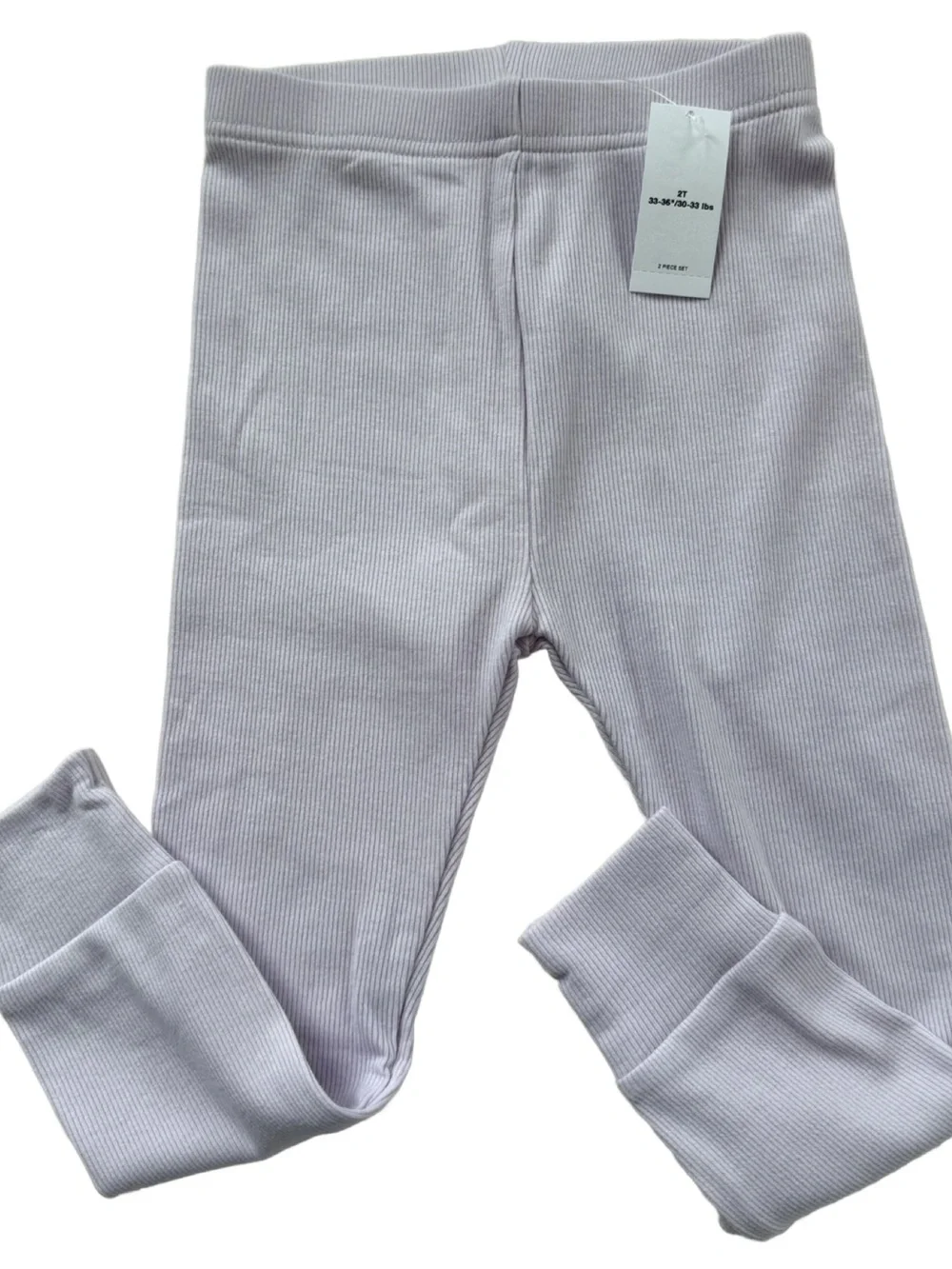 Old Navy Girls 100% Cotton Lilac Ribbed Pajama Set Snug-Fitting Toddler Size 2T